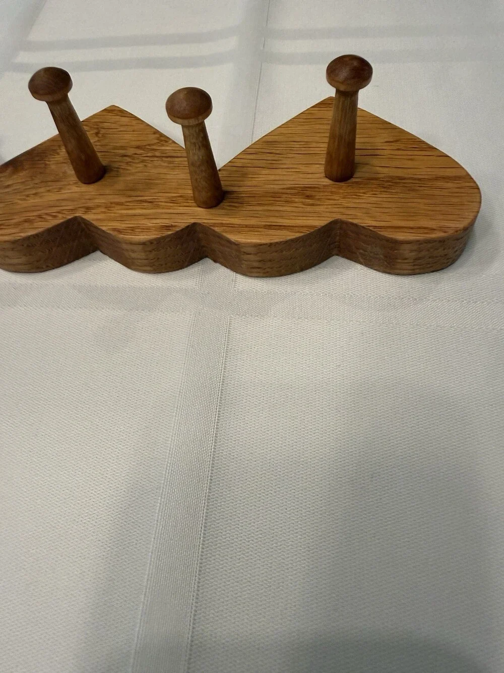 Vintage Oak Wood Heart Peg Rack Wall Hanger Country Cottage McFadden 5-Heart